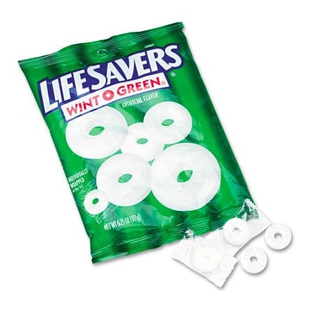 Wrigley Company Life Savers  Hard Candy, Wint-O-Green, Individually Wrapped, 6.25 oz. Bag LFS88504